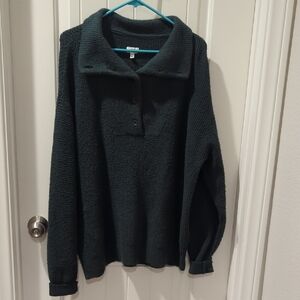 aerie Dark Green Collared Sweater